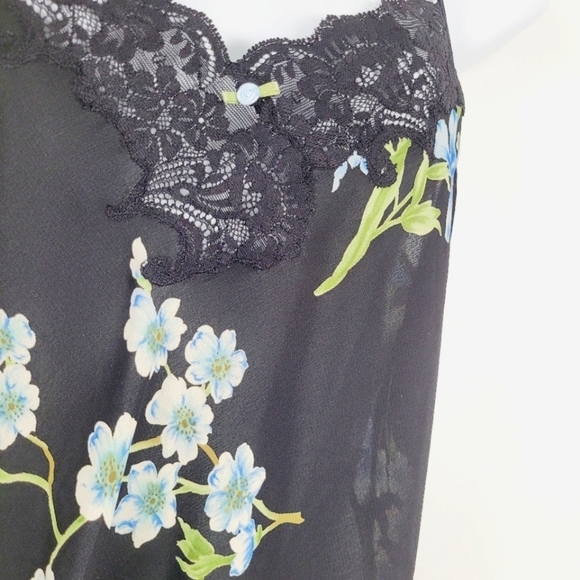 Oscar De Le Renta Pink Label Black Floral Lace Trim Y2k Slip Cami Size Medium - Picture 4 of 8